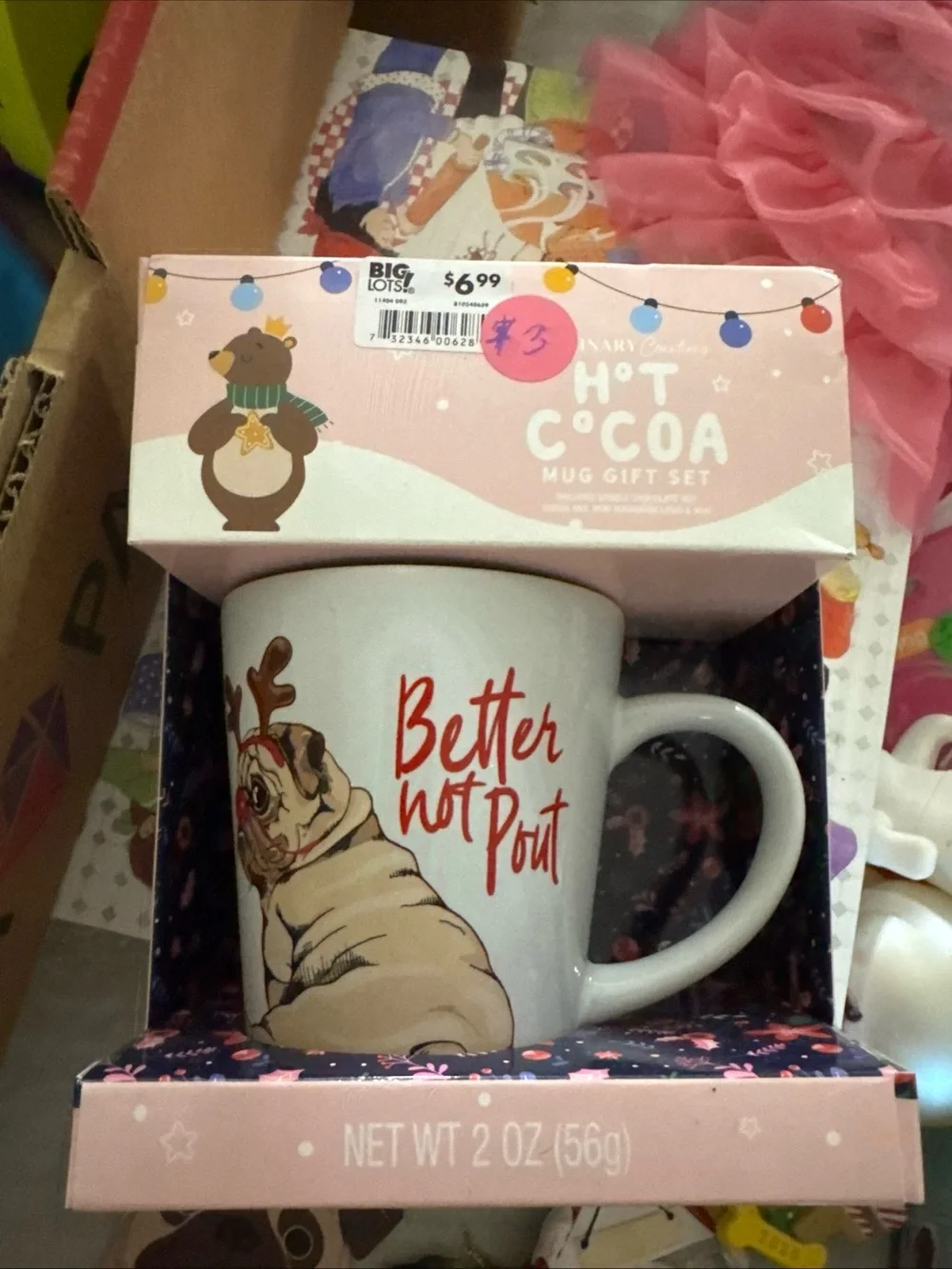 Hot Cocoa Mug Gift Set - 'Better Not Pout' Pug Design